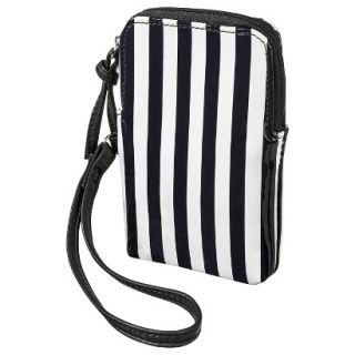 Stripe Wallet with Wristlet Strap   Black/White