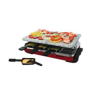 Classic Raclette 8 Person Party Grill with Granite Top   Red