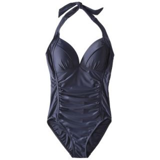 Merona Womens Halter 1 Piece Swimsuit  Navy XS