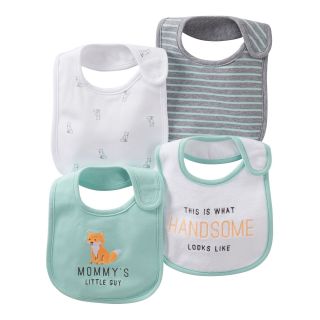 Carters Fox 4 pk. Teething Bibs, Turq Fox, Boys