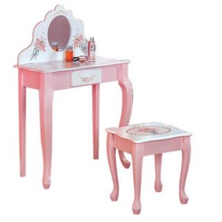 Vanity Table Kids Vanity Table and Stool   Pink/ White