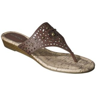 Womens Merona Elisha Perforated Studded Sandals   Brown 7.5