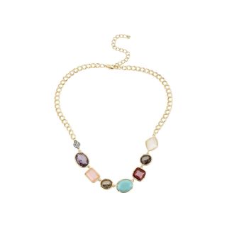 Worthington Gold Tone Multicolor Stone Short Necklace
