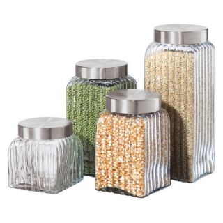 Ribbed Glass 4 pc. Canister Set   Clear