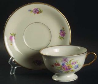 Pickard Marilyn Footed Cup & Saucer Set, Fine China Dinnerware   Rim Shape,Gold
