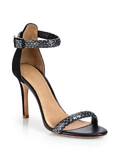 Joie Roxie Snake Embossed Leather & Suede Sandals