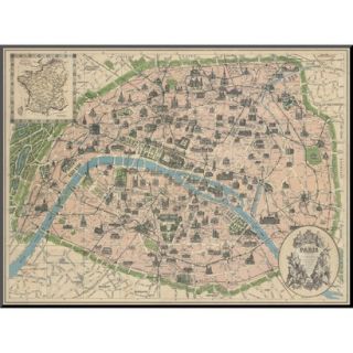 Art   Vintage Paris Map Mounted Print