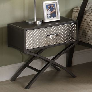 He Carter Metal And Chrome X frame Nightstand Grey Size Other