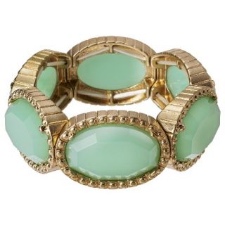 Womens Large Stone Stretch Bracelet   Jade/Gold