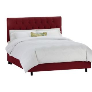 Skyline Queen Bed Skyline Furniture Edwardian Upholstered Velvet Bed   Burgundy