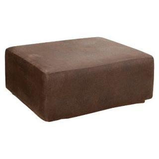 Sure Fit Stretch Leather Ottoman Slipcover   Brown