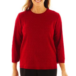 Alfred Dunner 3/4 Sleeve Metallic Sweater, Red, Womens
