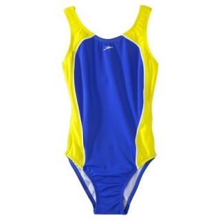Speedo Girls 1 Piece Odyssey Racer Back Splice Swimsuit   Blue 10