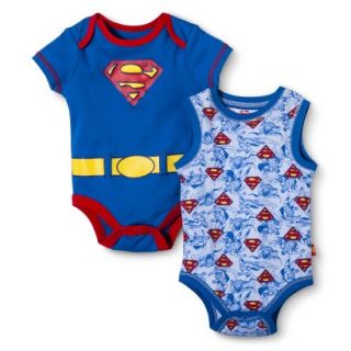 Superman Newborn Boys 2 Pack Superman Bodysuit   Blue 0 3 M