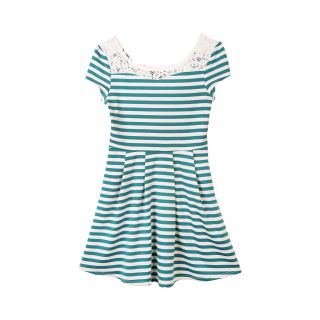 by&by Girl Striped Bow Back Dress   Girls 7 16, Teal, Girls