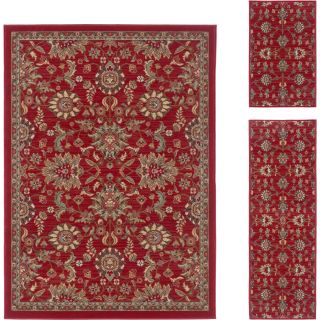 Lagoon 3 piece Red Transitional Area Rug Set