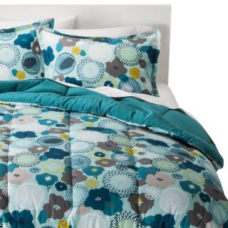 Room Essentials Floral Reversible Comforter   Turquoise (Full/(Queen)