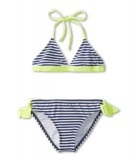 Splendid Littles Malibu Stripe Banded Triangle Retro Pant Girls Swimwear Sets (Navy)