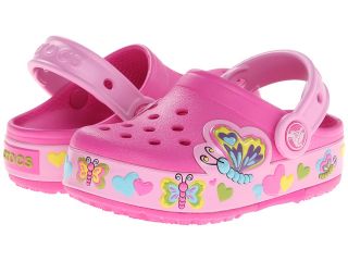 Crocs Kids CrocsLights Lighted Butterfly Clog Girls Shoes (Pink)