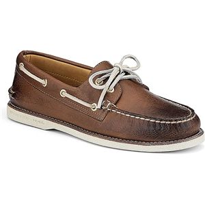 Sperry Top Sider Mens Gold Authentic Original 2 Eye Burnished Tan Shoes, Size 10 M   1604065
