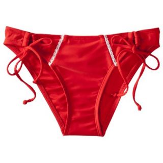 Juniors Side Tie Swim Bottom  Cherry Red XL