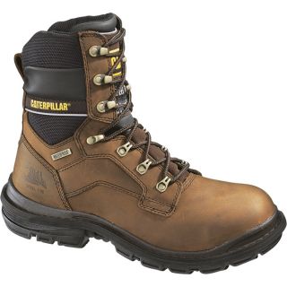 CAT Generator 8 Inch Waterproof Steel Toe Work Boot   Dark Brown, Size 10 1/2