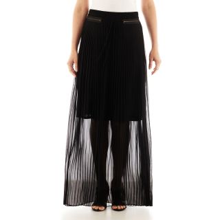Worthington Zipper Detailed Pleated Maxi Skirt   Petite, Black