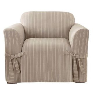 Sure Fit Grainsack Stripe Chair Slipcover   Linen