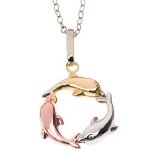 14Kt. Gold and Sterling Silver Tri Color Dolphin Pendant   Tricolor (18)