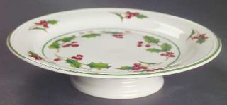 Sango White Christmas Open Candy Dish, Fine China Dinnerware   Green Holly/Red B