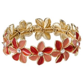 Lonna & Lilly Enamel Flower Stretch Bracelet   Coral/Gold