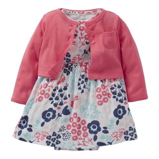 Carters Floral Dress and Cardigan Set   Girls newborn 12m, Pink, Pink, Girls