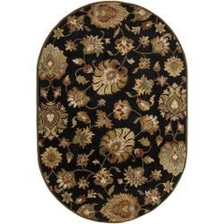 Hand tufted Caper Black Wool Rug (6 X 9 Oval)