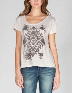 Ethinic Print Womens Open Back Tee Cream In Sizes Medium, Small, X Sm