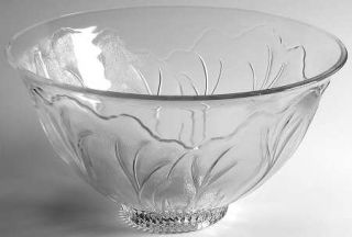 Indiana Glass Pebble Leaf Clear Bowl Punch   Clear, Heavy, Leaf  Design