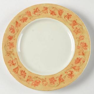 Sasaki China Provence Salad Plate, Fine China Dinnerware   Orange Flowers On Tan