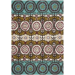 Safavieh Hand loomed Cedar Brook Turquoise/ Burgundy Cotton Rug (4 X 6)