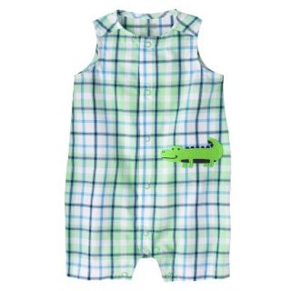 Just One YouMade by Carters Newborn Boys Sleeveless Romper   Green/White 9 M