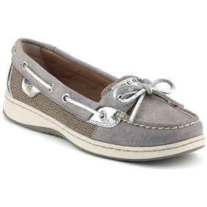 Sperry Top Sider Womens Angelfish Grey Sparkle Suede Silver Shoes, Size 9 M   9102971