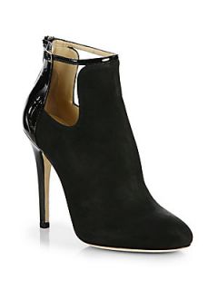 Jimmy Choo Luther Suede Cutout  Ankle Boots   Black