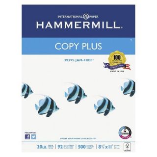 Hammermill Copy Plus Paper, 92 Brightness, 20 lb   White (5000 Per Carton)