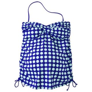 Womens Maternity Cinched Twist Bandeau Tankini Swim Top   Cobalt Blue/White XL