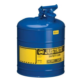 Justrite Type I Safety Fuel Can   5 Gallon, Blue, Model 7150300
