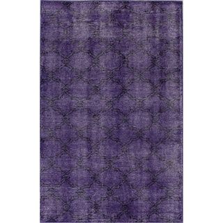 Nuloom Hand knotted Moroccan Trellis Purple Wool Rug (4 X 6)