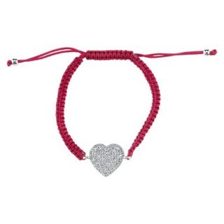 Silver Plated Pave Crystal Heart Wrap Bracelet   Blood Red