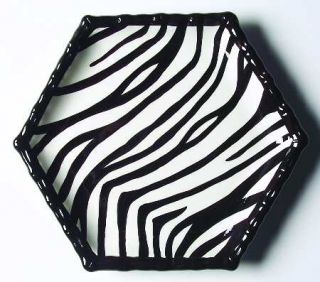Roscher & Co Zebra Salad Plate, Fine China Dinnerware   Hexagonal,Black Wavy Str