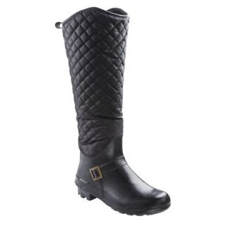 Womens Quilted Rain Boots   Black 8