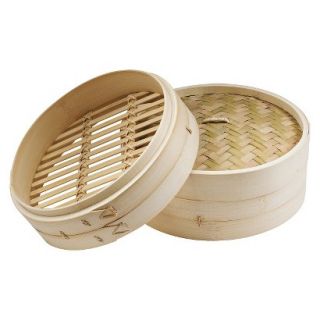 IMUSA Asian Bamboo Steamer with Lid   Cream