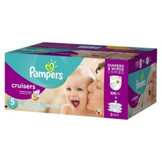 Pampers Cruisers Diapers & Sensitive Wipes Combo Pack Size 5 (108 Count),