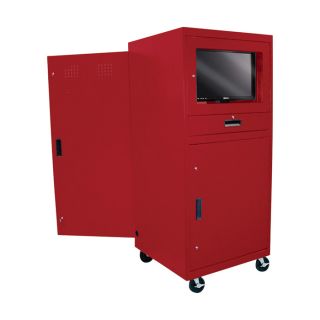 Sandusky Lee Mobile Computer Cabinet   30 Inch W x 30 Inch D x 70 Inch H, Red,